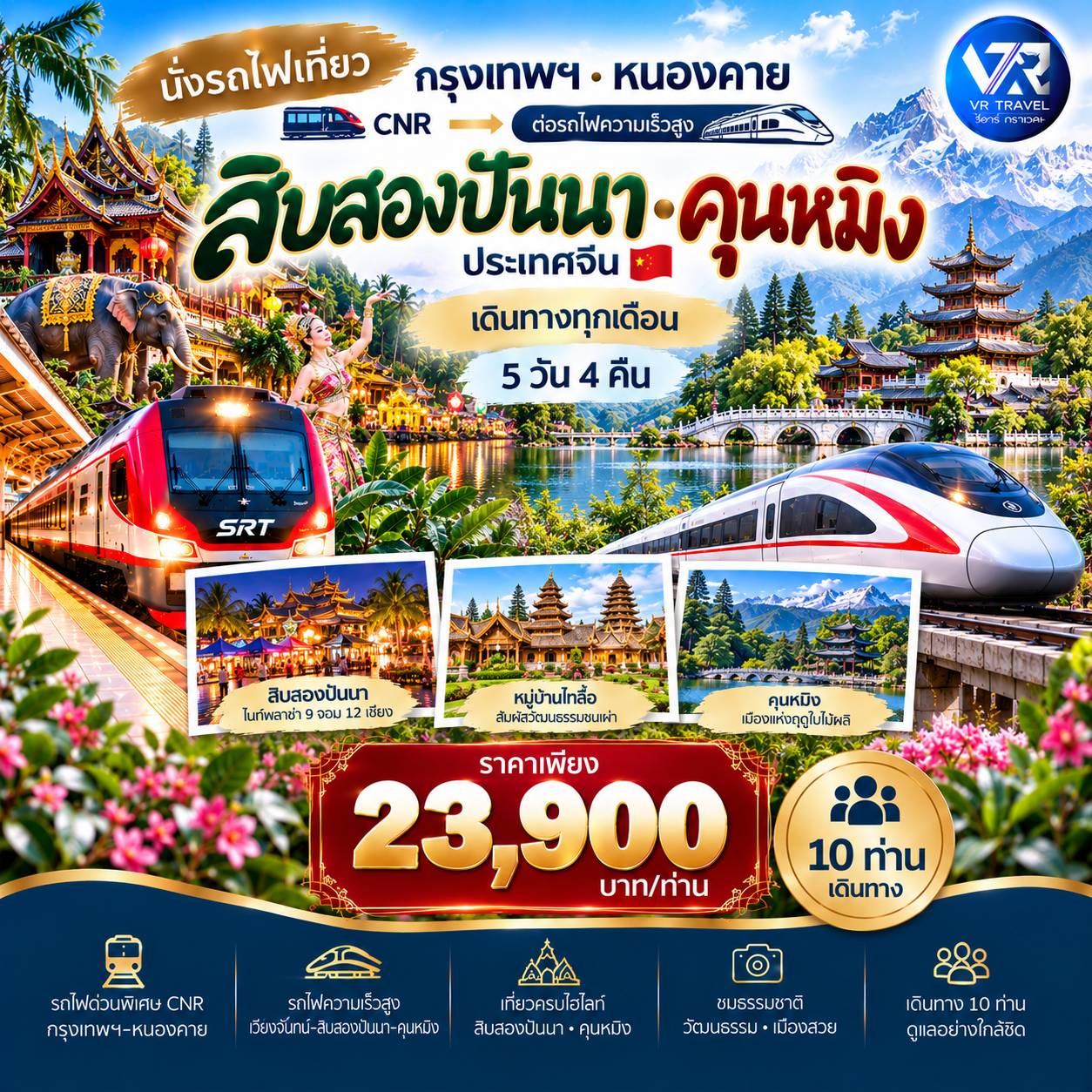 นั่งรถไฟไปเที่ยว สิบสองปันนา คุนหมิง